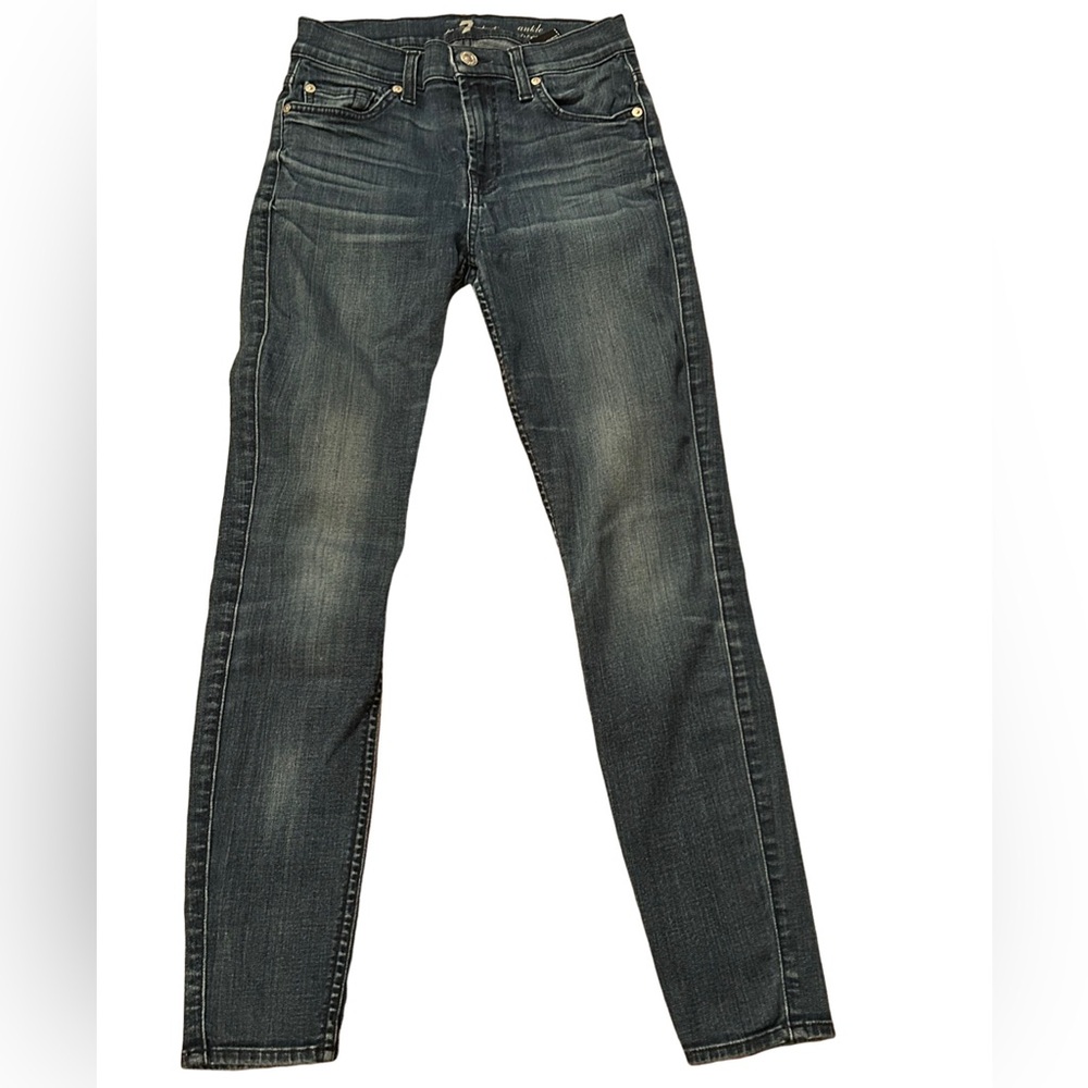 7 For All Mankind Roxanne Ankle Skinny Jeans Dark Wash Stretch Denim Size 27